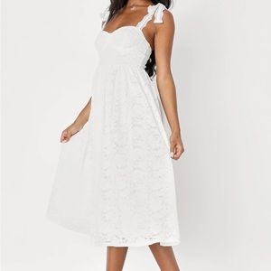 Lulu's White Lace Midi Dress